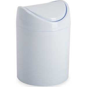 Plasticforte Mini prullenbakje wit kunststof met klepdeksel keuken aanrecht/tafel model 1,4 Liter