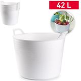 PlasticForte - Flexibele Kuip - Wit - 42 Liter - Stevig Kunststof - Afvalbak - Wasmand - Opbergmand