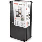 Plasticforte opbergrek schuur/zolder - kunststof - zwart - 60 x 30 x 180 cm - met 5 planken - stellingkast voor berging