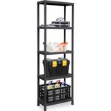 Plasticforte opbergrek schuur/zolder - kunststof - zwart - 60 x 30 x 180 cm - met 5 planken - stellingkast voor berging
