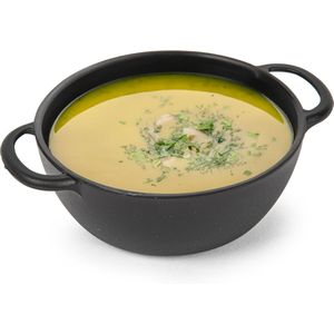 Plasticforte Soepkommen met hengsels - Campinglife - kunststof - D11 x H5 cm - 370 ml - zwart - stapelbaar - onbreekbaar