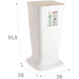 Plasticforte Paraplubak/parapluhouder Plain - ivoor wit - glad kunststof - D26 x H52 cm - op verhoogde voet - uitlekbak