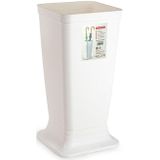 Plasticforte Paraplubak/parapluhouder Plain - ivoor wit - glad kunststof - D26 x H52 cm - op verhoogde voet - uitlekbak