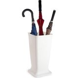 Plasticforte Paraplubak/parapluhouder Plain - ivoor wit - glad kunststof - D26 x H52 cm - op verhoogde voet - uitlekbak