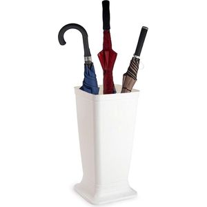 Plasticforte Paraplubak/parapluhouder Plain - ivoor wit - glad kunststof - D26 x H52 cm - op verhoogde voet - uitlekbak