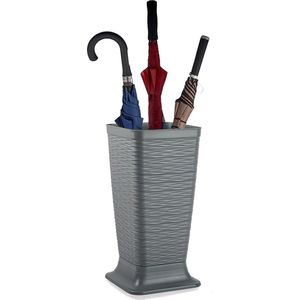 Plasticforte Paraplubak/parapluhouder Waves - grijs - glad kunststof - D26 x H52 cm - op verhoogde voet - uitlekbak