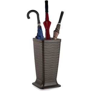 Plasticforte Paraplubak/parapluhouder Waves - bruin - glad kunststof - D26 x H52 cm - op verhoogde voet - uitlekbak