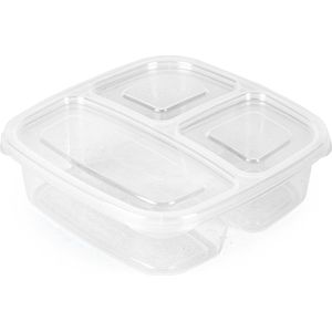 PlasticForte Vershoudbakje 3-vaks - 1ST - 1,2L - meal prep - herbruikbaar - transparant - vaatwasser bestendig - magnetron bakjes