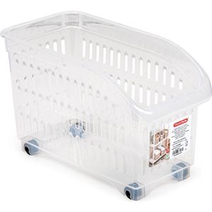 Opslag/opberg trolley container - transparant - op wieltjes - L30 x B15 x H18 cm - kunststof - Opberg trolley