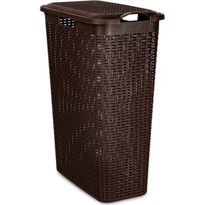 animal-design Willow Corner Laundry Basket with Lid and Washable Fabric Insert, Laundry Collector, Clothes Box, Storage Box, Size 1