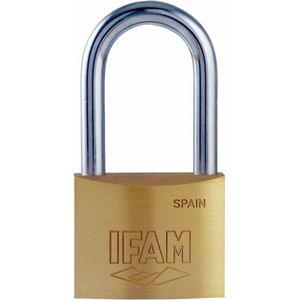 IFAM K30AL, hangslot uit de K-serie, messing, lange boogmodel, hoge veiligheid, uitstekende oplossing, geschikt voor binnen en buiten, goede sterkte