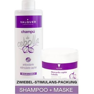 Valquer Laboratorios Pack Shampoo + uienmasker. Vet verminderen. Haar stimulerend middel. Antioxidant haar. Zuiverend Alle haartypes 500 ml + 300 ml