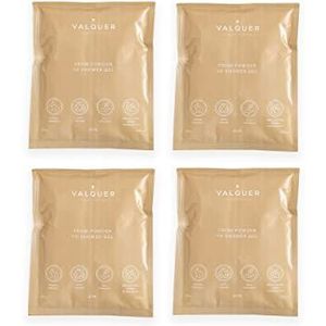 Valquer Shake Set van 4 duurzame badzoeken, lichaamsgel, één fles = oneindigheid van gels, Zero Waste, 25 g = 400 ml gel, 4 zakken Air 25 g.