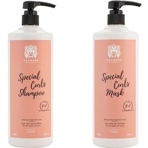 Valquer Speciale Krullen Set. Shampoo 1L en Masker 975ml. Curly Method Behandeling voor Gedefinieerde Krullen. Hydrateert en Verzacht. Vegan.