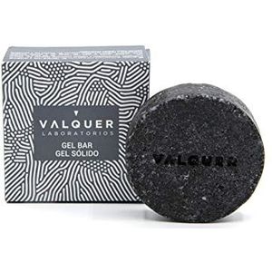 Valquer Moon Solid Gel met actieve houtskool-Diepe reiniging, gezichts-en lichaamsdetox, elimineert onzuiverheden en regelt glans, ecologische formule, plasticvrij, geschikt voor alle huidtypes, 50 gr