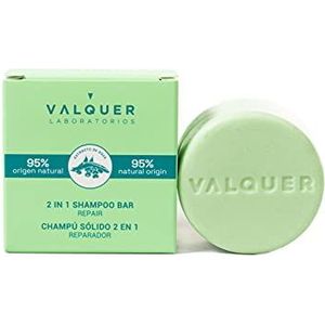 Valquer Laboratorios vaste 2-in-1 reparatieshampoo (shampoo en conditioner). 95% natuurlijke ingrediënten. Beschadigd haar. Veganistisch. Beschermt en repareert - 70 Gr