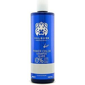 Valquer Professional Power Color Shampoo, veganistisch en zonder sulfaten (zilver), kleurversterker, 400 ml