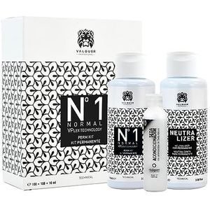 VALQUER Professionele Permanent Kit No1 voor Normaal Haar | Vormgevende Behandeling voor Permanente Krullen | Definieert Krullend Haar met Vplex Technologie en Zijdezacht Effect | 215 ml