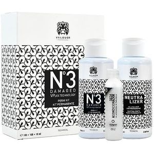VALQUER Professioneel Permanente Kit Nr. 3 voor Beschadigd Haar| Behandeling voor permanente krullen | Definieert krullend haar met Vplex-technologie en zijdeachtig zachte werking | 215 ml