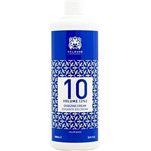 VALQUER Gestabiliseerde Waterstofperoxidecrème 10 Volumes 3% | Oxidant voor Permanente Haarkleuring en Ontkleuring | Vegan met Ingrediënten van Natuurlijke Oorsprong | Professioneel | 1 L
