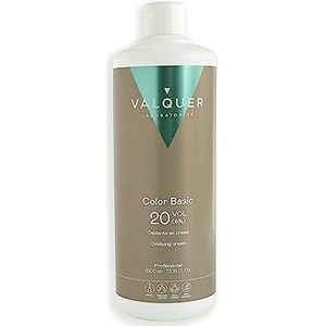 Valquer Gestabiliseerde waterstofperoxidecrème 20 voL 6%, oxidatiemiddel voor permanente haarkleuring en ontkleuring. Veganistische formule. Ingrediënten van natuurlijke oorsprong. 1L