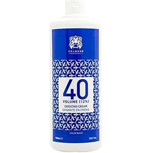 VALQUER Geperst Waterstofperoxide Crème Gestabiliseerd 40 Volumes 12% |Oxidant voor Permanente Haarkleuring en Ontkleuring|Veganistisch met Ingrediënten van Natuurlijke Oorsprong|Professioneel |1L