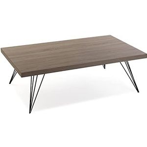Versa TEXAS Salontafel van hout en metaal, 38 x 120 x 70 cm, bruin en zwart