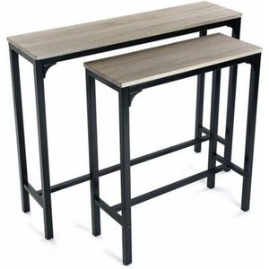 Versa - Doncaster - Bijzettafel - Zwart - Hout en Metaal