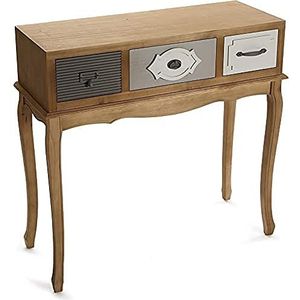 Versa Provenzal Smalle hal of vestibule Entree hal meubilair, Console Tafel, met 3 lades, Afmetingen (H x B x H) 80,5 x 31,5 x 83 cm, Hout, Kleur Bruin