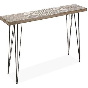 Versa Dallas Smalle hal of vestibule Entree hal meubilair, Console Tafel, Afmetingen (H x B x H) 80 x 25 x 110 cm, Hout en Metaal, Kleur Bruin en wit