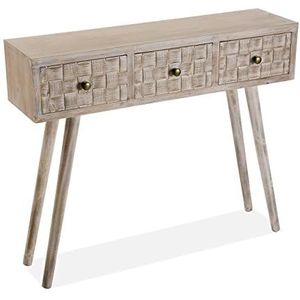 Versa Anish Smalle hal of vestibule Entree hal meubilair, Console Tafel, met 3 lades, Afmetingen (H x B x H) 81,5 x 25 x 97 cm, Hout, Kleur Bruin en grijs