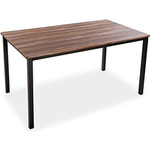 Versa Amaia Eettafel voor keuken, terras, tuin of eetkamer, Afmetingen (H x B x H) 76 x 80 x 140 cm, Hout en Metaal, Kleur Zwart