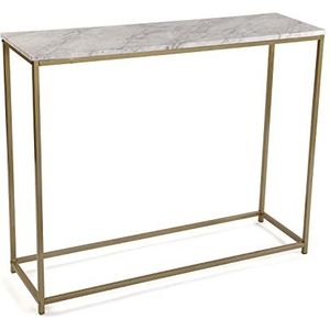 Versa Montpellier Smalle hal of vestibule Entree hal meubilair, Console Tafel, Afmetingen (H x B x H) 81 x 30 x 100 cm, Hout en Metaal, Kleur Marmer en goud