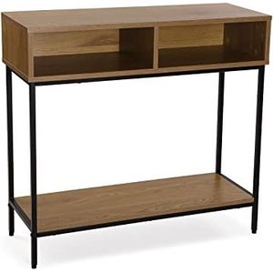 Versa Jinkx Smalle hal of vestibule Entree hal meubilair, Console Tafel, met opbergruimte, Afmetingen (H x B x H) 75 x 30 x 80 cm, Hout en Metaal, Kleur Donkerbruin en zwart