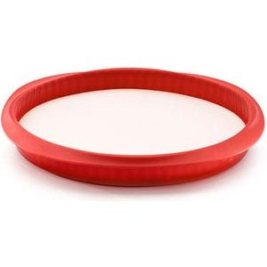 Lékué Duo, Quiche-springvorm, keramiek en siliconen, rood, 28 cm, 28 x 28 x 3 cm