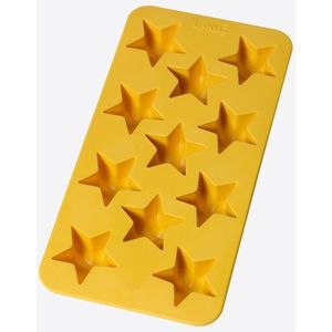 Lékué ijsblokjesvorm uit rubber voor 11 ijsblokjes sterren geel 22x11x2.3cm