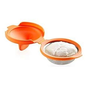 Lékué Eier-pocheervorm, roestvrij staal, oranje, 9,3 x 11 x 7,5 cm, 2 stuks