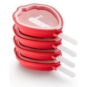 Lékué 3400265S01 IJslolly Vorm Aardbei, Siliconen, Rood, 15.4 x 9.4 x 3.3 cm, 4 Stuks
