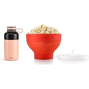 Lékué Popcorn cadeauset, siliconen + roestvrijstalen thermosfles, 300 ml