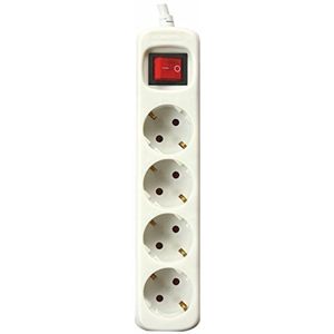 Silver Electronics 9634 stekkerdoos, 4 uitgangen, met schakelaar, wit