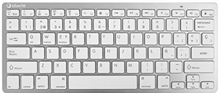 Silver HT - Toetsenbord - Blanco - Qwerty Spaans - Zilverkleurig - Bluetooth