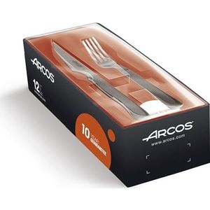 ARCOS Mesa 12-delige tafelservies, 6 messen en 6 vorken, 12-delige set voor tafelservies van roestvrij staal en parelsnijkant, zilverkleurig