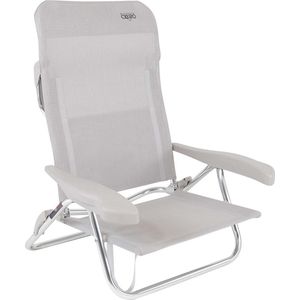Crespo - Strandstoel - Licht Grijs - Luxe Strandstoel - Verstelbare Rugleuning