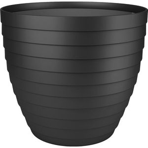 Juypal Hogar Bloempot/plantenpot Florenzia - zwart - kunststof - D15 x H13,2 cm - voor buiten/binnen