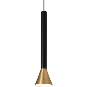 FARO BARCELONA Cilindrische LED hanglamp Danka in goud satijn