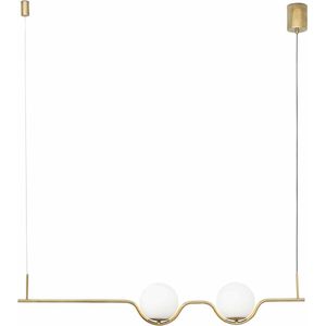 Faro Le Vita hanglamp - goud messing - twee glazen bollen - led