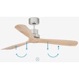 FARO - LANTAU - Plafondventilator - Hout/Mat Chroom - 132 cm - Met Afstandsbediening