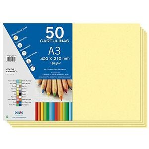 Dohe - Karton A3 kanaries geel voor handwerk en afdrukken (50 stuks) - 21 x 29,7 cm - 180 g/m² - kantoormateriaal