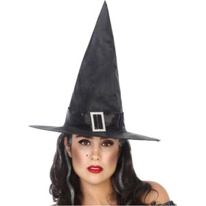 Halloween heksenhoed - basic model  - one size - zwart - meisjes/dames - Verkleedhoofddeksels