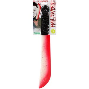 Grote machete/mes - plastic - 41 cm - Halloween verkleed wapens - met bloed - glow in the dark